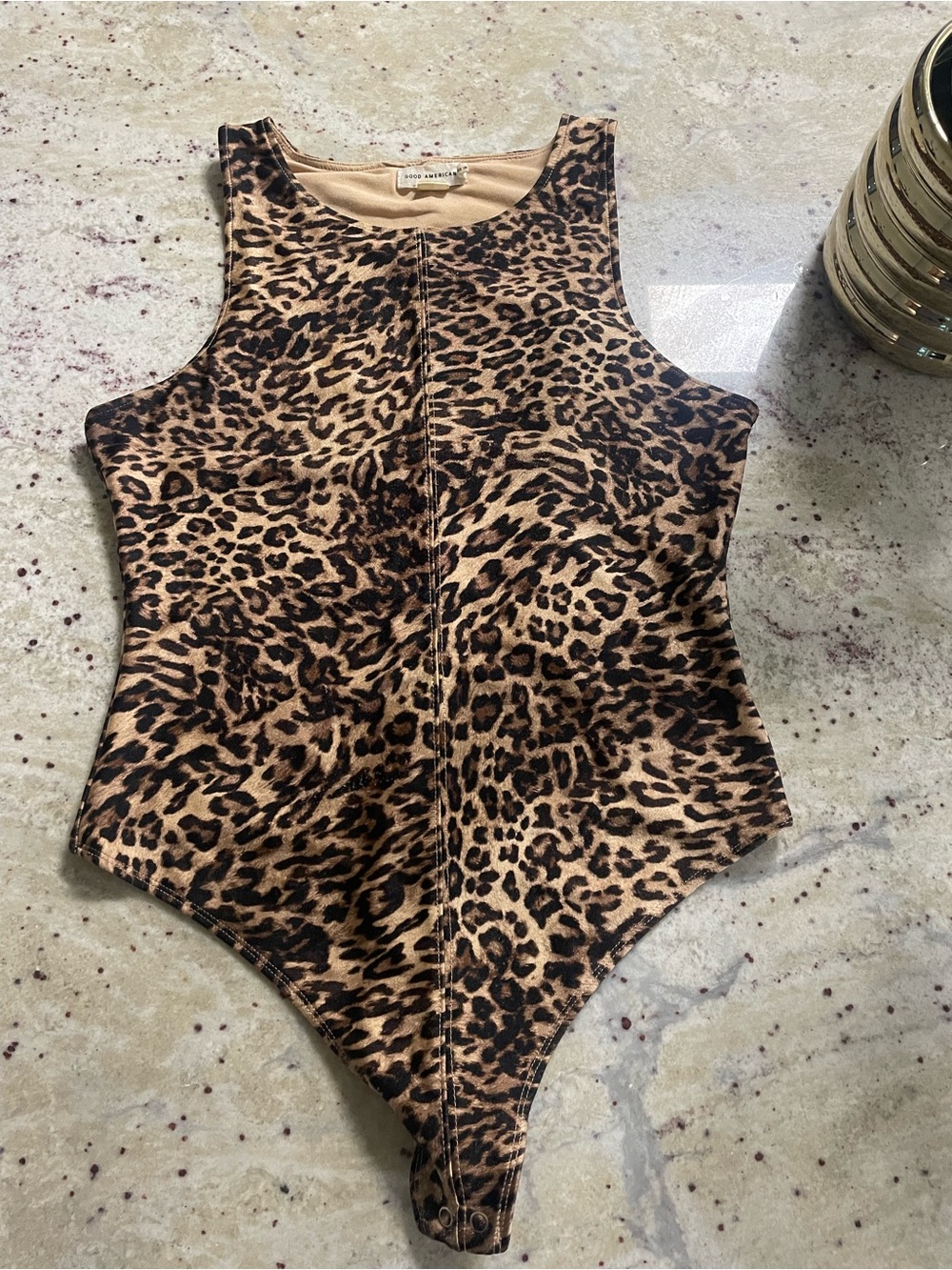 Good American Leopard Print body shape one piece